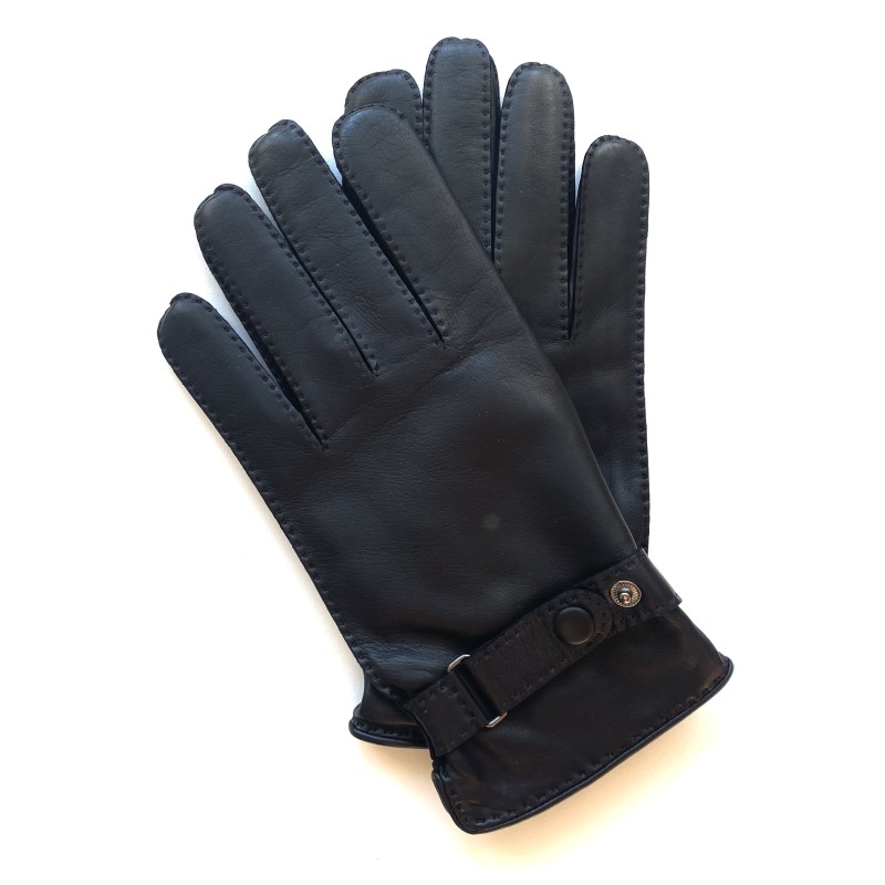 Gants en Cuir d'Agneau Noir Faustin Doublés Cachemire.