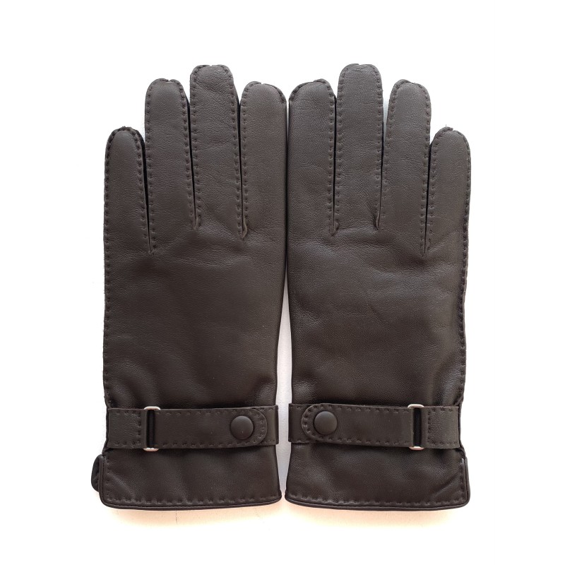 Gants en Cuir d'Agneau Marron Faustin Doublés Cachemire.