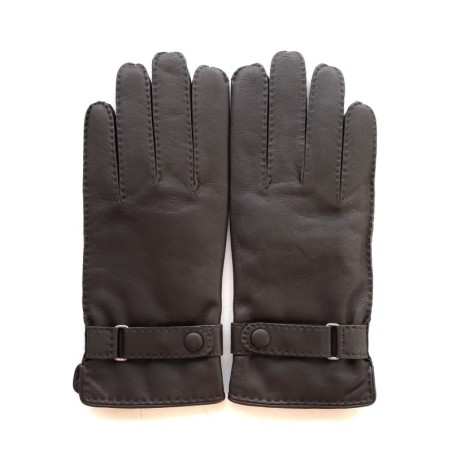 Gants en Cuir d'Agneau Marron Faustin Doublés Cachemire.