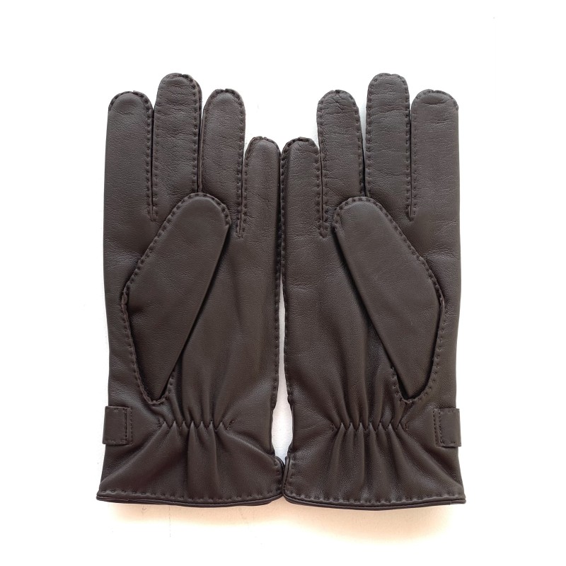 Gants en Cuir d'Agneau Marron Faustin Doublés Cachemire.