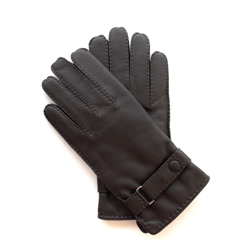 Gants en Cuir d'Agneau Marron Faustin Doublés Cachemire.