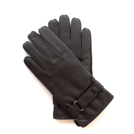 Gants en Cuir d'Agneau Marron Faustin Doublés Cachemire.