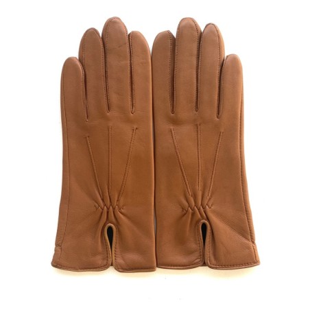 Gants en Cuir d'Agneau Biscuit Julie Doublés Soie.