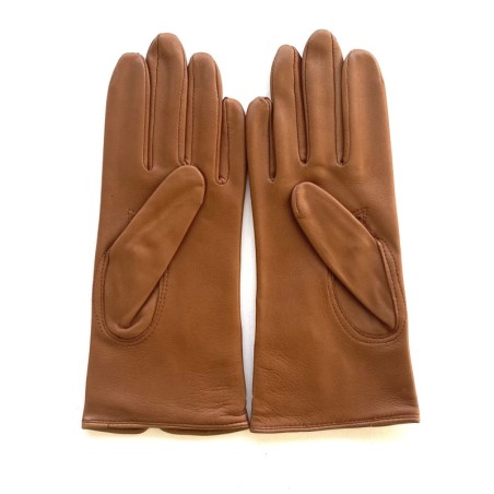 Gants en Cuir d'Agneau Biscuit Julie Doublés Soie.