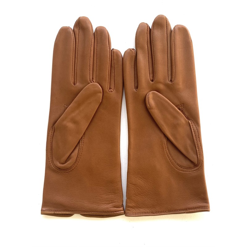 Gants en Cuir d'Agneau Biscuit Julie Doublés Soie.