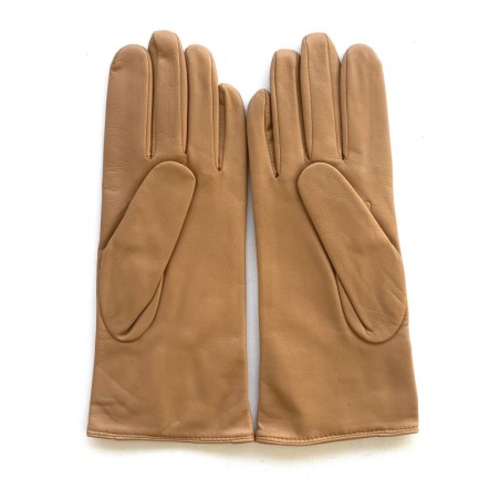 Gants en Cuir d'Agneau Caramel Julie Doublés Soie.
