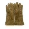 Gants en Cuir d'Agneau Lainé Kaki Anastasia.