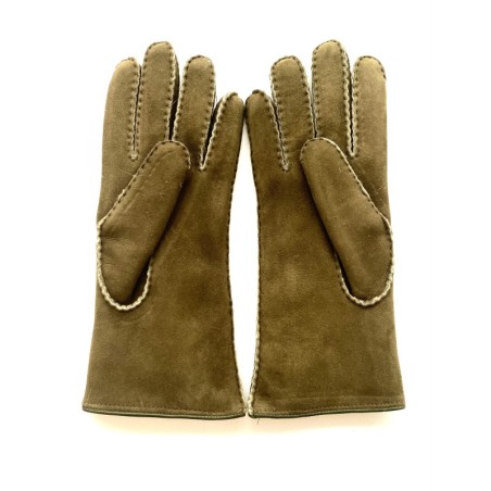 Gants en Cuir d'Agneau Lainé Kaki Anastasia.