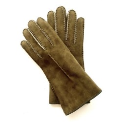 Gants en Cuir d'Agneau Lainé Kaki Anastasia.