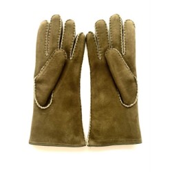 Gants en Cuir d'Agneau Lainé Kaki Anastasia.