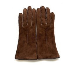 Gants en Cuir d'Agneau Lainé Mohagony Anastasia.