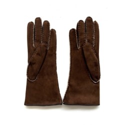 Gants en Cuir d'Agneau Lainé Mohagony Anastasia.