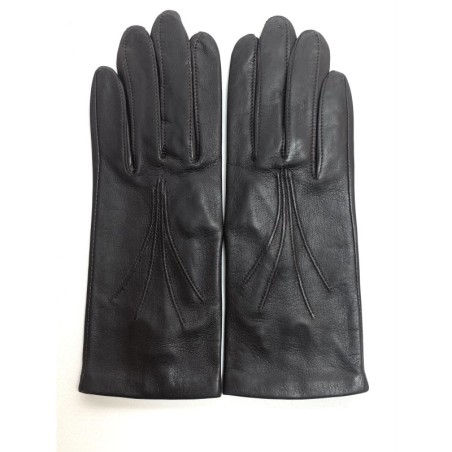 Gants en Cuir d'Agneau Marron Maria Doublés Cachemire.