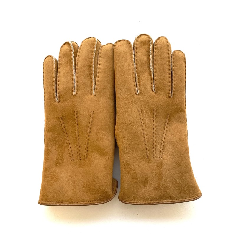 Gants en Cuir d'Agneau Lainé Chesnut Boris.