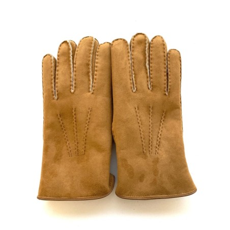 Gants en Cuir d'Agneau Lainé Chesnut Boris.