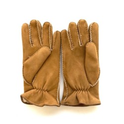 Gants en Cuir d'Agneau Lainé Chesnut Boris.