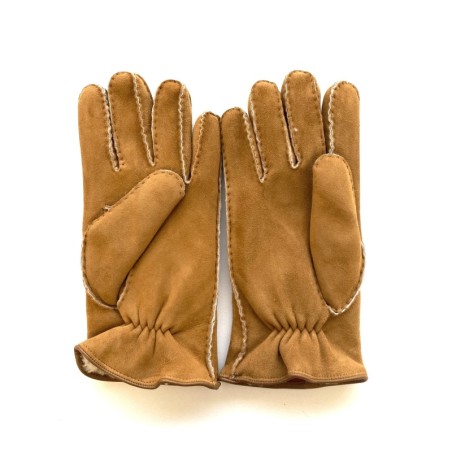 Gants en Cuir d'Agneau Lainé Chesnut Boris.