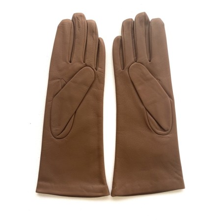 Gants en Cuir d'Agneau Biscuit Coline Doublés Soie.