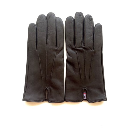 Gants en Cuir d'Agneau Marron Cowboy Doublés Soie.