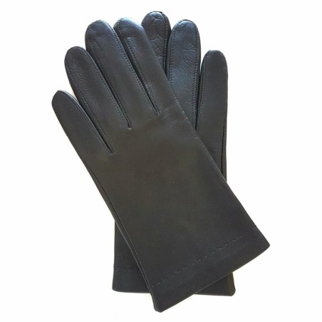 Gants en Cuir d'Agneau Noir Raphaël Doublés Soie.