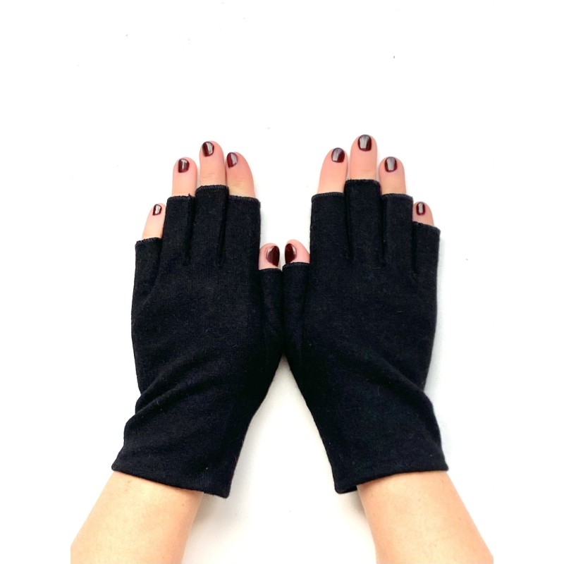 Mitaines en Laine et Acrylique Noires Loucia.
