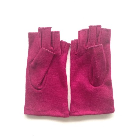 Mitaines en Laine et Acrylique Fuchsia Loucia.