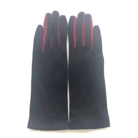 Gants en Laine et Acrylique Noirs Bordeaux Laura.
