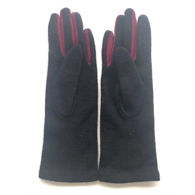 Gants en Laine et Acrylique Noirs Bordeaux Laura.