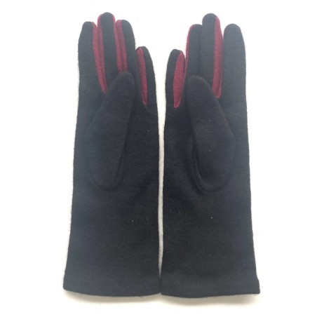 Gants en Laine et Acrylique Noirs Bordeaux Laura.