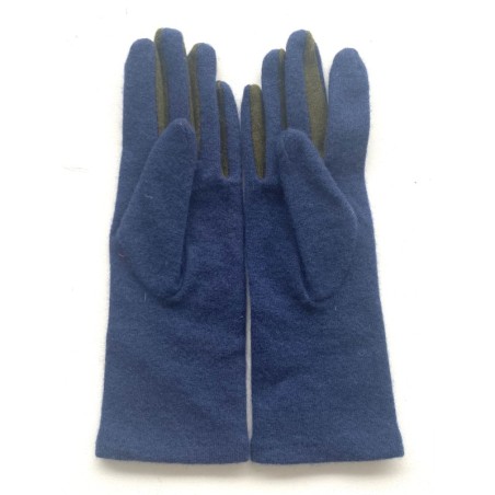 Gants en Laine et Acrylique Bleu Kaki Laura.