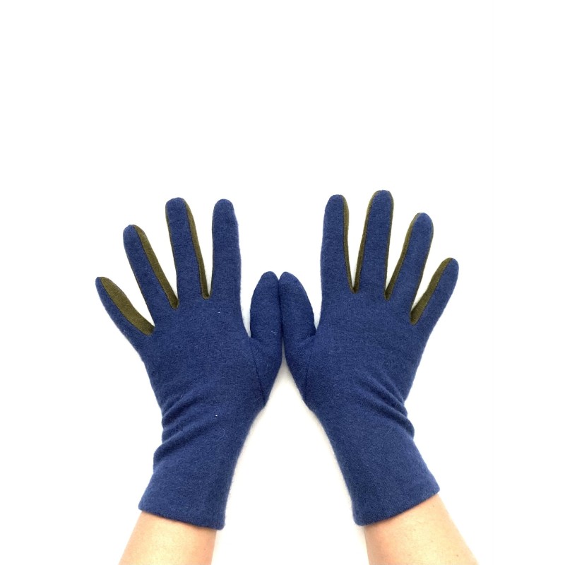 Gants en Laine et Acrylique Bleu Kaki Laura.