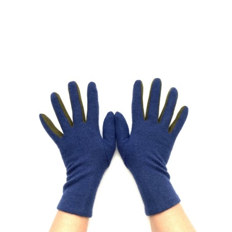 Gants en Laine et Acrylique Bleu Kaki Laura.