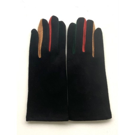 Gants en Laine et Acrylique Noirs Multicolore Laura.
