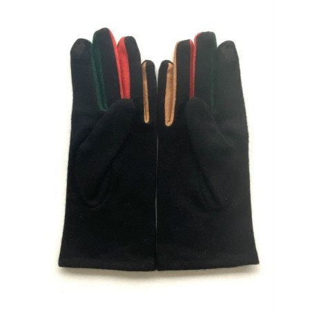 Gants en Laine et Acrylique Noirs Multicolore Laura.
