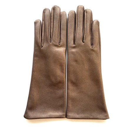 Gants en Cuir d'Agneau Bronze Coline Doublés en Soie.