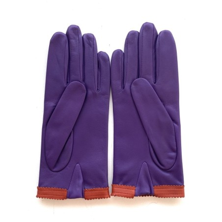 Gants en Cuir d'Agneau Améthyste Orange Suzana Doublés Soie.