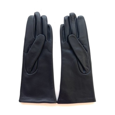 Gants en Cuir d'Agneau Noir Célia Doublés Soie.