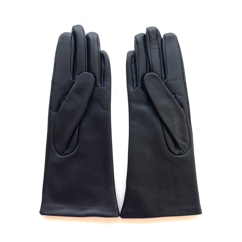 Gants en Cuir d'Agneau Noir Célia Doublés Soie.
