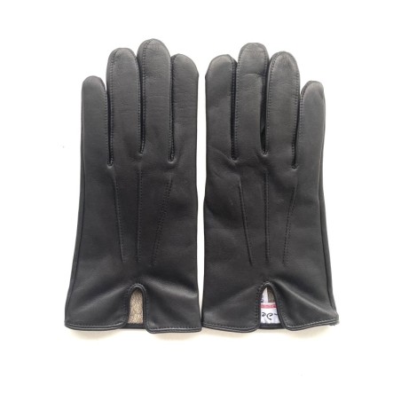 Gants en Cuir d'Agneau Noir Cowboy Doublés Soie.