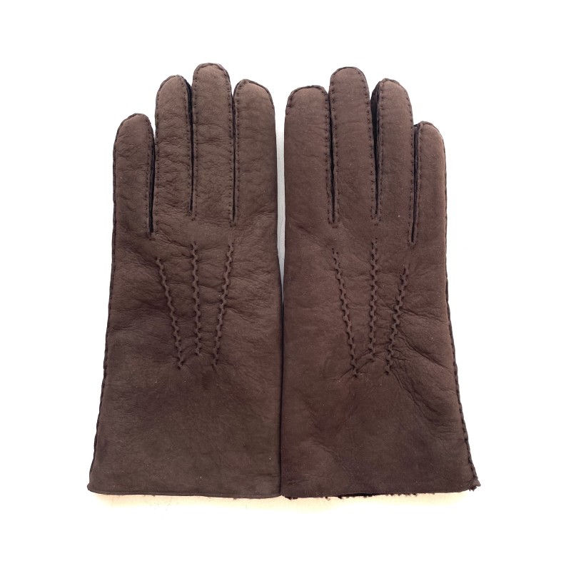 Gants en Cuir d'Agneau Lainé Chocolat Jivago.