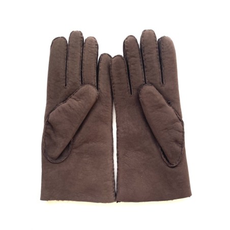 Gants en Cuir d'Agneau Lainé Chocolat Jivago.