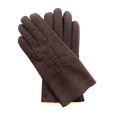 Gants en Cuir d'Agneau Lainé Chocolat Jivago.