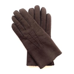 Gants en Cuir d'Agneau Lainé Chocolat Jivago.