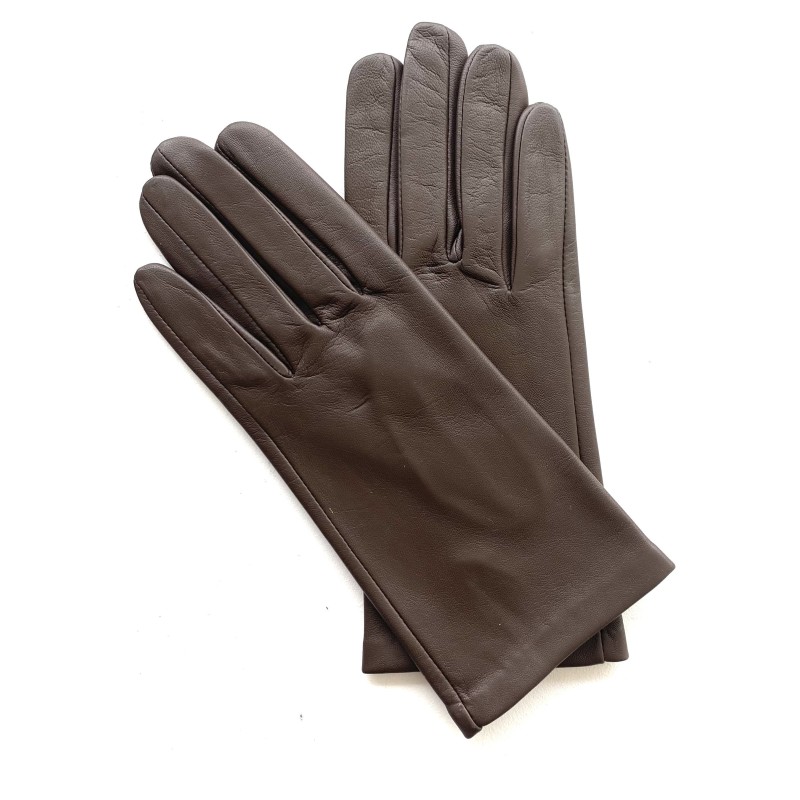 Gants en Cuir d'Agneau Brun Capucine Non Doublés.