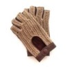 Mitaines en Cuir d'Agneau et Crochet Coton Tan Biscuit Michèle Non Doublées.