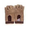 Mitaines en Cuir d'Agneau et Crochet Coton Tan Biscuit Michèle Non Doublées.