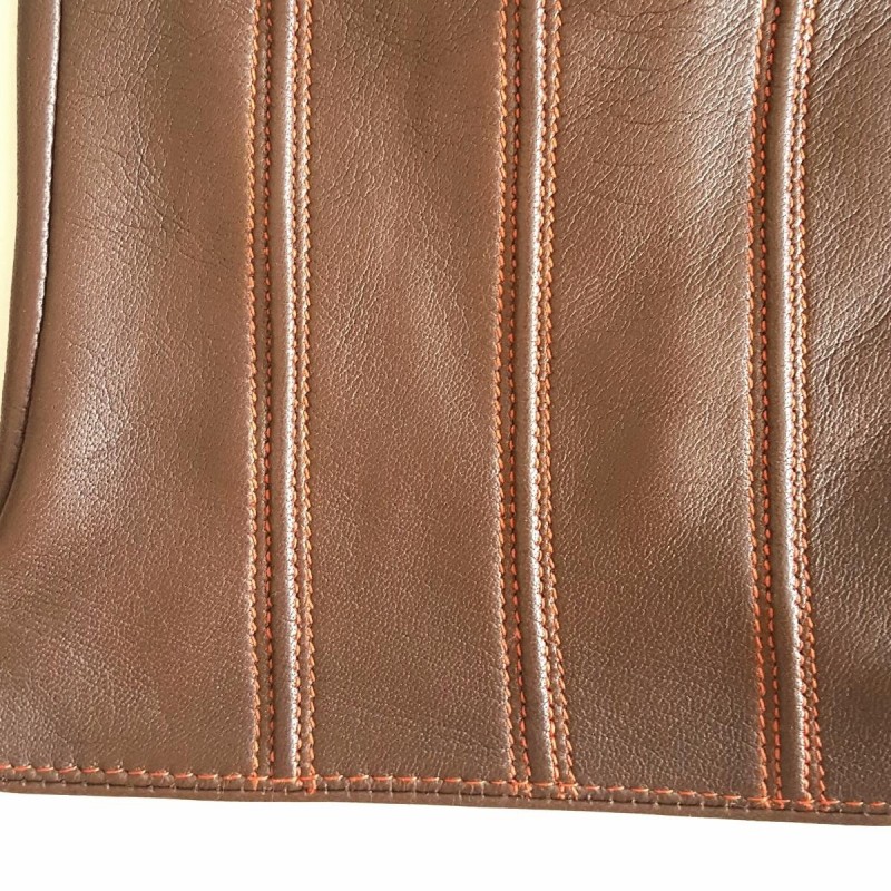 Gants en Cuir d'Agneau Marron Orange Georges Doublés Soie.