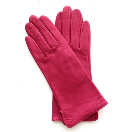 Gants en Cuir d'Agneau Orchidée Violette Doublés Soie.