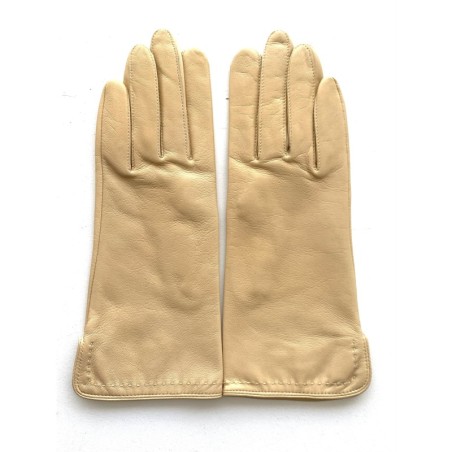 Gants en Cuir d'Agneau Parchemin Violette Doublés Soie.