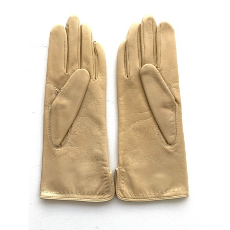 Gants en Cuir d'Agneau Parchemin Violette Doublés Soie.
